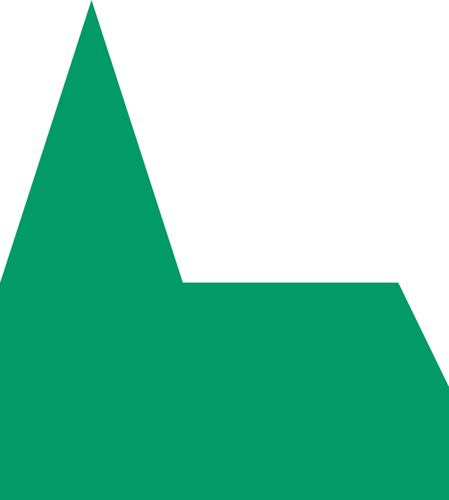 Das Bild zeigt die Grafik eines Kirchengebäudes in der Farbe grün für Freie evangelische Gemeinden (FeG).