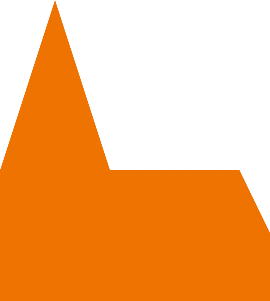 Das Bild zeigt die Grafik eines Kirchengebäudes in der Farbe orange für evangelisch-freikirchliche Gemeinden (Baptisten).