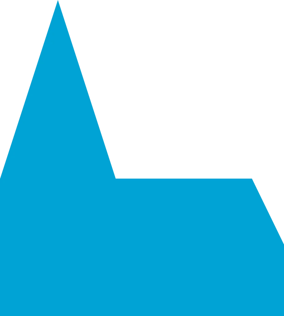 Das Bild zeigt die Grafik eines Kirchengebäudes in der Farbe hellblau für Neuapostolische Kirche (NAK).